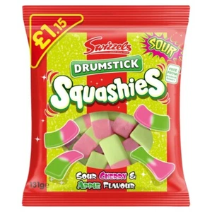 Full Box of 12 Share Bags Drumstick Squashies Sour Cherry & Apple Flavor £13.99 - Picture 1 of 1
