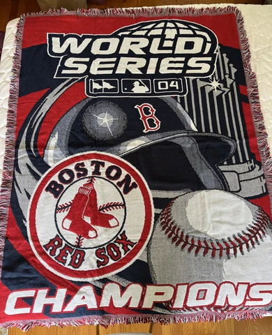 NWOT Boston Red Sox 2004 World Series Champions Triple Woven Blanket Throw Cover