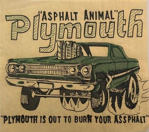 Original Vintage Plymouth Asfalto Animal Coche Hierro En Transferencia - Imagen 1 de 1