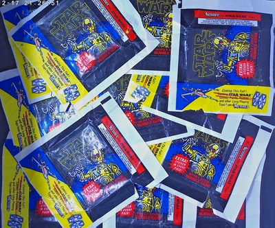 1977 Topps Star Wars Series 1 BLUE Wax Pack EMPTY WRAPPERS Lot of 12 Sm. Tears - Image 1 of 4