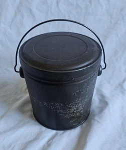 Vintage Armee olivgrün Blech Eimer Eimer Halbmond Verkürzung 6 x 6 in Masse - Bild 1 von 10