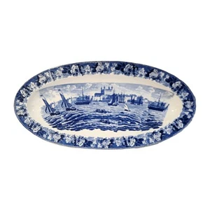 HUGE Antique Wedgwood 26" x 13" SHIPS SAILING England Serving Platter Flow Blue - Picture 1 of 8
