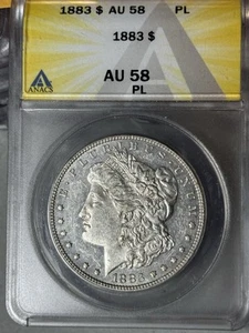 1883 MORGAN SILVER DOLLAR ✪ ANACS AU58-PL ✪ $1 PROOF-LIKE COIN LocD9 - Picture 1 of 2
