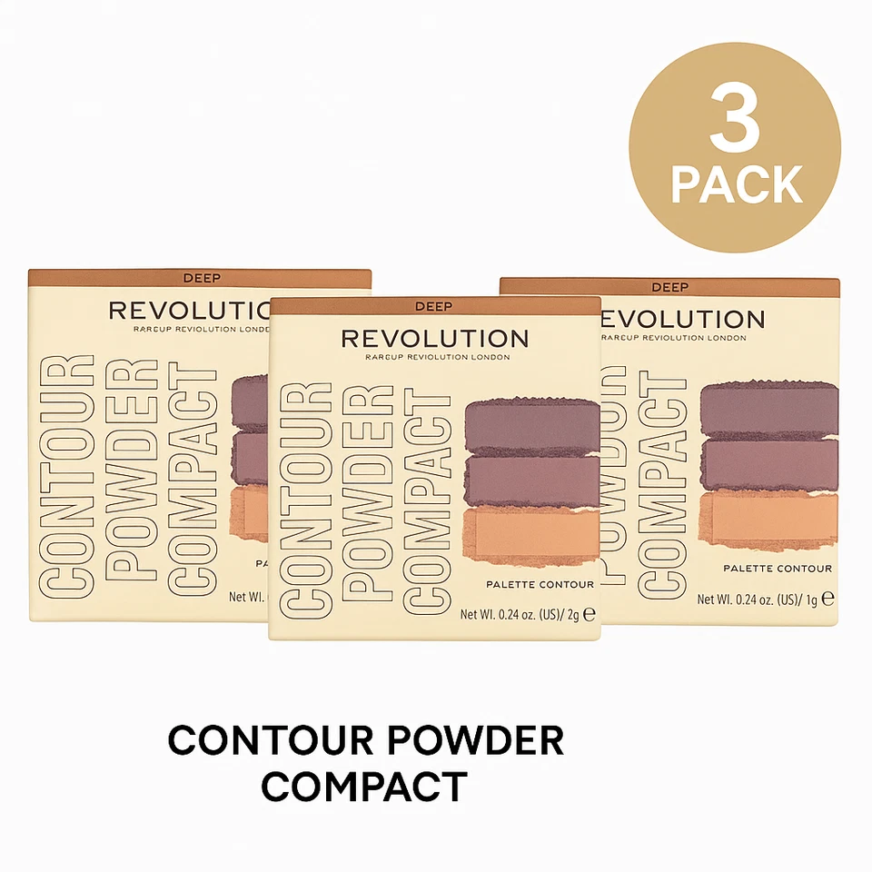 Revolution Contour Powder Compact Deep Palette 7g 3 Pack New - Image 1 of 1