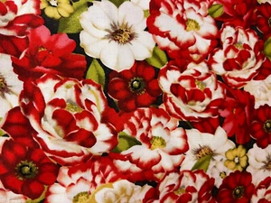 Red & White Floral, Table Runner, Dresser Scarf,  Unlined, Size 40”L  X 14” W - Picture 1 of 1