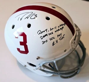 Casco Trent Richardson firmato Auto Alabama full size con Champs SEC POY Roll Tide - Foto 1 di 3