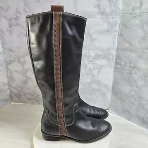 Pikolinos Garda Reitstiefel Damen 41 US 10,5-11 schwarz Leder braun geflochtener Besatz - Bild 1 von 21