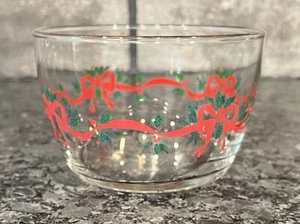 Libbey Holly & Red Ribbon Small 4 1/4” Fruit Dessert Bowl (LSR40) - Picture 1 of 4