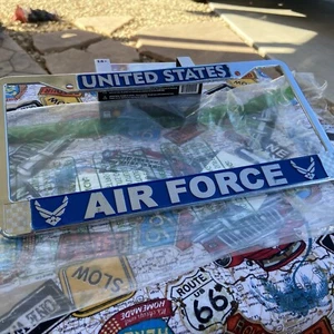 Retired U.S. Air Force’ Laser Cut Chrome License Plate Frames Metal New - Picture 1 of 9