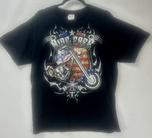 Camiseta de moto Ride Free años 90 negra, roja, blanca, azul y cromada vintage - Imagen 1 de 14