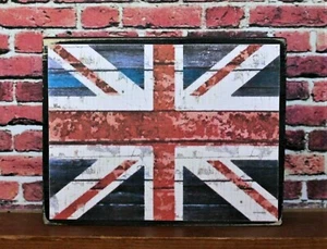 Rustikaler Union Jack britische Flagge Holz abgestuftes Tablett Schild Dekor Block 3,5 x 4,5 - Bild 1 von 1