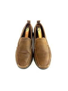 Skechers Superior Gains Relaxed Fit Brown Leather Loafers Slip On Shoes Size 14 - Picture 1 of 12