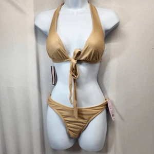 Costume da bagno due pezzi Wild Fable bikini oro top XS fondo S - Foto 1 di 9
