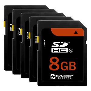 Synergy Digital 8GB, SDHC UHS-I Memory Cards - Class 10, U1, 20MB/s - Pack of 5 - Picture 1 of 6