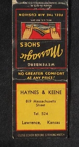 1940s Haynes & Keene Weyenberg Massagic Shoes Tel. 524 Massachusetts Lawrence KS - Picture 1 of 2