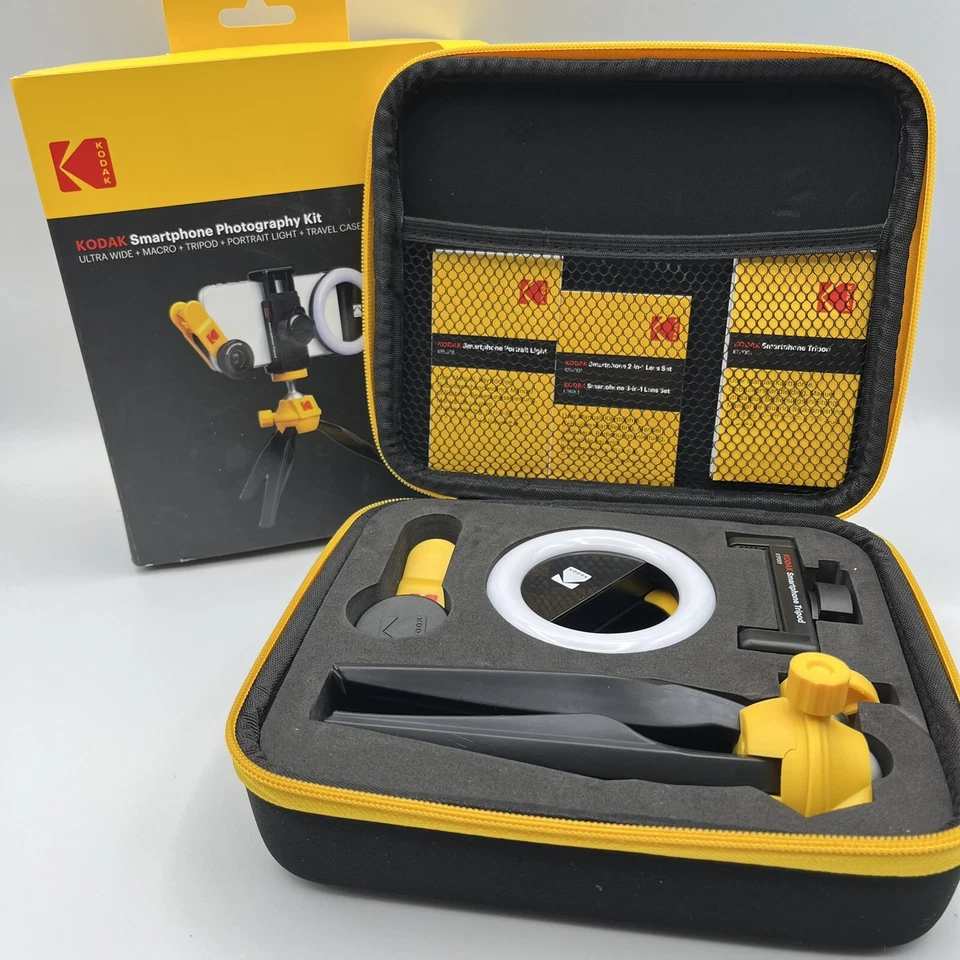 Фотографический комплект для смартфона Kodak — 2 макро- и широких объектива, свет и штатив в чехле - Изображение 1 из 4