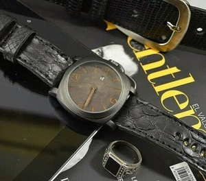 CORREA RELOJ 26 24 22 MM NEGRO GENUINA PIEL PITON APTA PANERAI ETC MA STRAP - Imagen 1 de 12