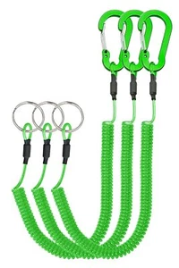 3 Pack Retractable Coiled Lanyard with Carabiner for Outdoor Fishing Camping - Picture 1 of 5