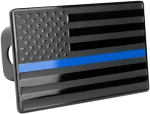 eVerHitch USA Flag Emblem Hitch Cover Fits 2" Receivers, Black w/ Blue Line - Picture 1 of 6