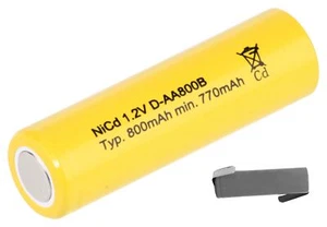 Mexcel Akku AA 1,2V / 800mAh NiCd Mignon Industrial Flattop Lötfahne Z - Bild 1 von 2