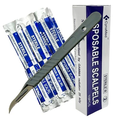 Box of 10 Plastic Disposable Scalpel #12B Podiatry, Dermaplaning Sterile Scalpel - Image 1 of 4