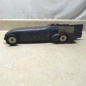 Vintage Kingsbury 1930's Bluebird Land Speed Racing Car, Pressed Steel Wind Up - Imagen 1 de 19
