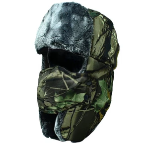 Winter Earflap Ski Fur Camo Thermal Hat Aviator Russian Outdoor Trapper Cap Hats - Picture 1 of 22