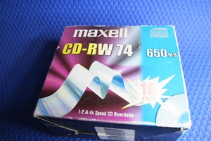 10 x Maxwell CD-RW 74 650MB - 1,2 & 4 speed - NEW - Picture 1 of 5