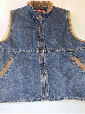 Chaleco Wrangler Hero De Colección Azul Denim Sin Mangas Para Hombres 2XL Cremallera Completa Sherpa Pana Foto 1 de 4