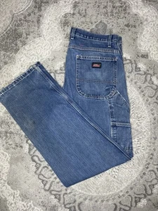 Dickies Dark Denim Blue Baggy Regular Fit Carpenter Jeans Size Medium - Picture 1 of 7