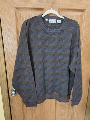 Suéter Jhane Barnes Para Hombres XL Geométrico Lana Tejido Pullover Cuello Redondo Hecho en Japón Foto 1 de 4