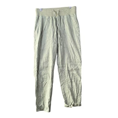 Pantalones para mujer Lou & Grey verde jogger cordón lino capri elástico XS Foto 1 de 4