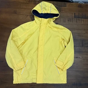 Hanna Andersson Kid Rain Jacket Hooded Outdoor Coat Yellow Reflective 140, sz 10 - Picture 1 of 4