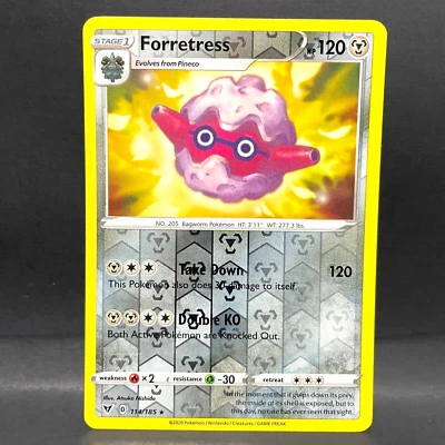 2020 POKEMON VIVID VOLTAGE FORRETRESS 114/185 REVERSE HOLO (RARE) - Image 1 of 2