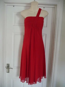 Red Debut Dress Ladies Size 12 Debenhams Chiffon Evening Party Ruffle Wedding - Picture 1 of 9