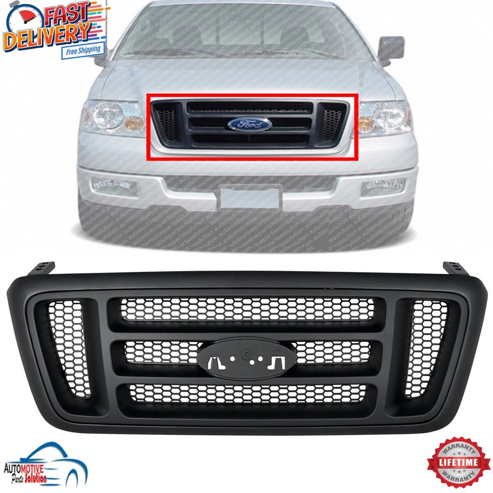 NEW FRONT GRILLE GRAY WITH BLACK INSERT PLASTIC FOR 2005-2008 FORD F-150 PICKUP Foto 1 de 4