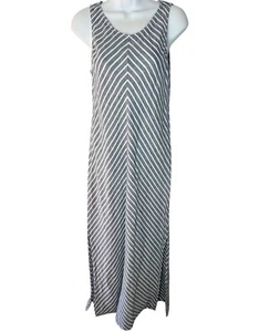 ARTISAN NY Linen Striped Maxi Dress SIZE 6 Blue Beach Summer Coastal Vacation - Picture 1 of 10