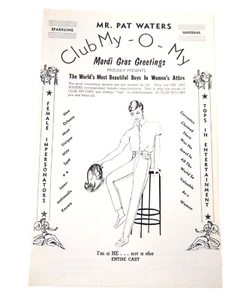 Vtg Club My O My Brochure Female Impersonators Drag Queens New Orleans Brown - Picture 1 of 10