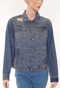 Giacca Vintage Tommy Hilfiger Donna Denim Blu Effetti Anteriore Large - Foto 1 di 2
