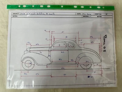Brooklin Models 1938 Chrysler Imperial 8 Coupe BML05 Pattern Drawings and notes - Image 1 of 4