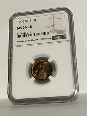 NGC MS-66 RB 1909-P VDB Lincoln Cent, impeccable, Red-Brown, Superb-Gem! - Image 1 of 2