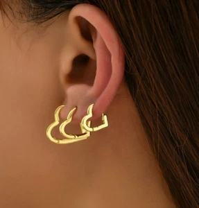 3pcs/set Heart Design Hoop Earrings - Picture 1 of 4