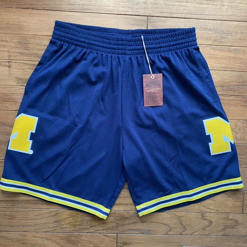 Mitchell & Ness NCAA Michigan Wolverines Men’s Size XL Blue 1991 Road Shorts NEW Cover