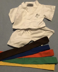 Build a Bear Workshop BABW Martial Arts Karate Taekwondo Gi Outfit 5 Belts Lot - Picture 1 of 3