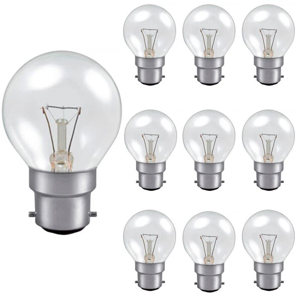 Golf Ball 45mm Round 40W B22D Clear 10 pack (dimmable) - Image 1 of 1