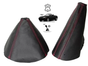 Gear Handbrake Gaiter For Mazda MX5 MK3 NC 2009-2013 Leather Red Stitching - Afbeelding 1 van 5