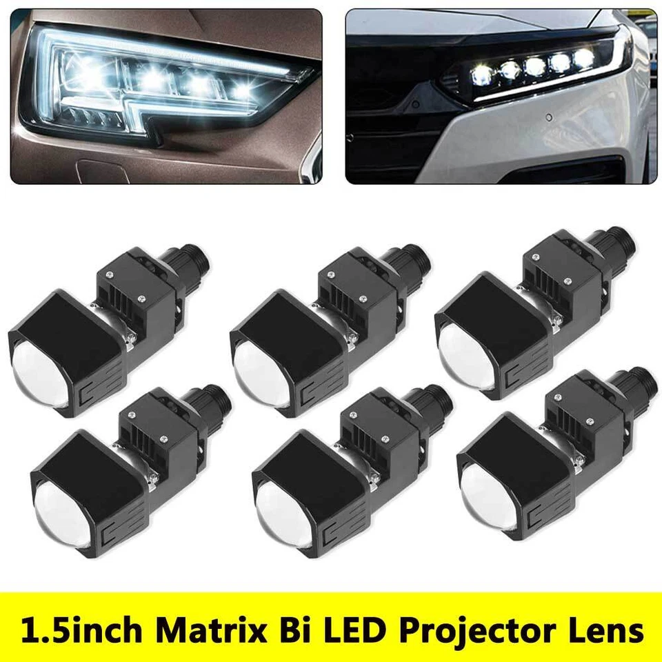 6X 1.5'' Mini Bi LED Projector Lens Hi/Lo 80W Headlight Retrofit Universal 6000K - Image 1 of 4