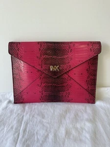 MICHAEL KORS BARBARA MD STF ENVELOPE CLUTCH EMBOSSED LEATHER BAG ULTRA PINK - Picture 1 of 12