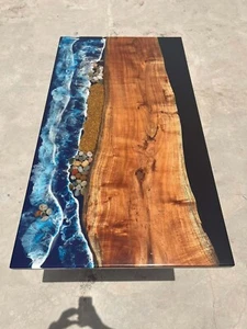Ocean Wave Epoxy Resin Dining Table Top Modern Arts Furniture Home & Garden Deco - Picture 1 of 8