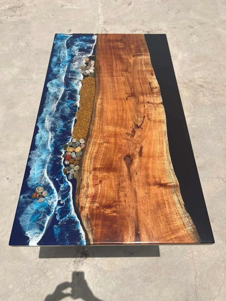 Ocean Wave Epoxy Resin Dining Table Top Modern Arts Furniture Home & Garden Deco - Image 1 of 4